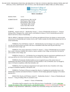 (13) Membership Restructuring - BYLAWS