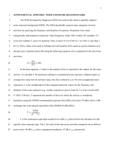 Supplemental Appendix: Noise Exposure Questionnaire The NEQ