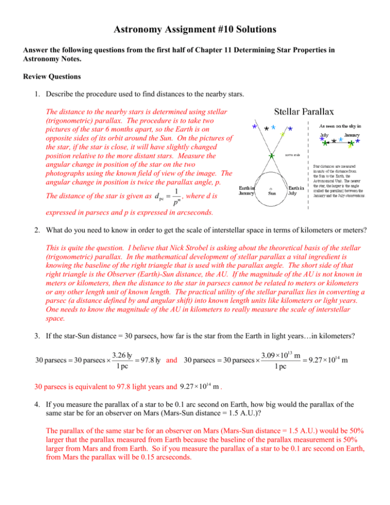 Astronomy Assignment #10 Solutions