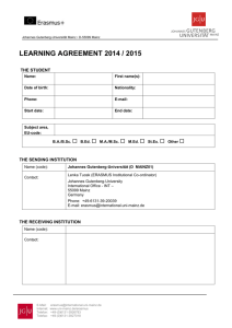 learning agreement 2014 / 2015 - Johannes Gutenberg
