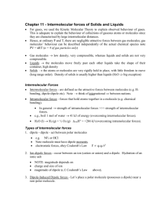 Chapter 11 - Intermolecular forces of Solids and Liquids