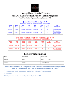 Fall After-School Junior Tennis Programs Registration Form