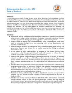 Administrative Assistant, #14-085 Dean of Students