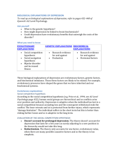 BIOLOGICAL EXPLANATIONS OF DEPRESSION