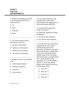 5th Grade Science Environments Practice Test