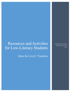 Resources and Activities for Low-Literacy Students