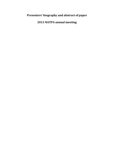 2013 Annual Meeting-Speakers` bio and abstract