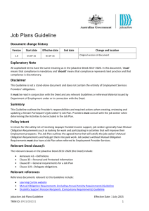 Job Plans - Department of Employment