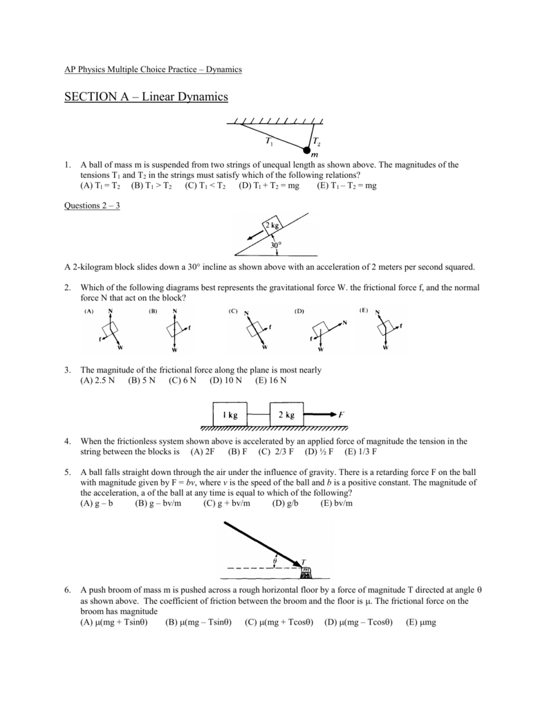 2a Dynamics Mc Practice Problems
