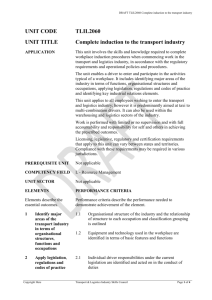 APPENDIX ONE - Transport & Logistics Industry Skills Council