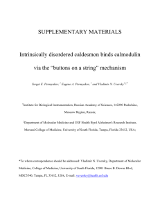 SUPPLEMENTARY MATERIALS Intrinsically disordered caldesmon