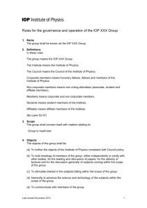 Rules for the governance and operation of the IOP XXX Group 1