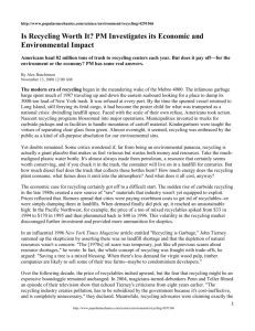 Is Recycling Worth It? PM Investigates its Economic and