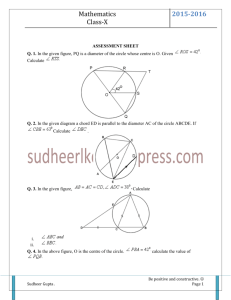 Assessment Sheet of Angle Properties of A Circle