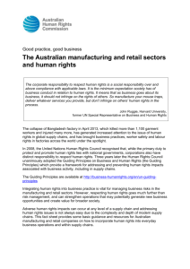 The Australian manufacturing and retail sectors and human rights