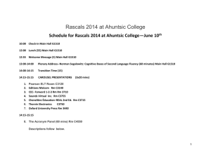 Schedule for Rascals 2014 at Ahuntsic College—June 10 th