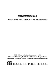 Mathematics 20-2 Inductive and Deductive