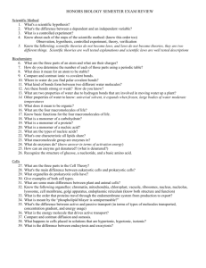 Honors Biology Semester Exam Review Scientific Method What`s a