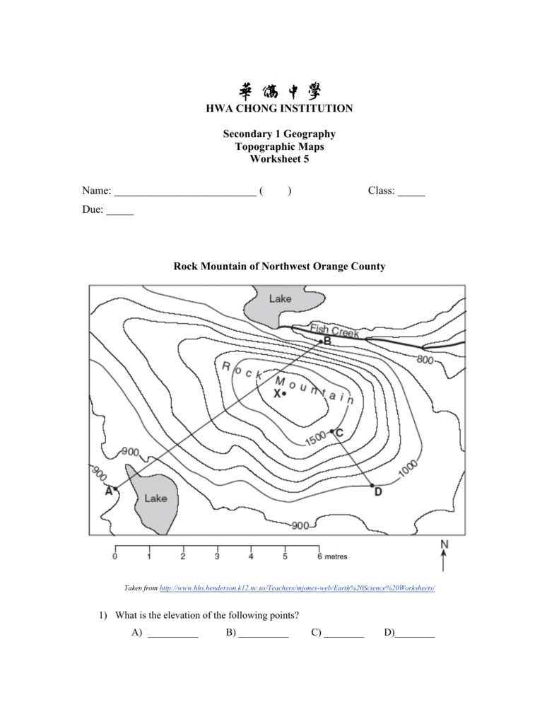 Topographic Map Worksheet 20 With Topographic Map Worksheet Answer Key
