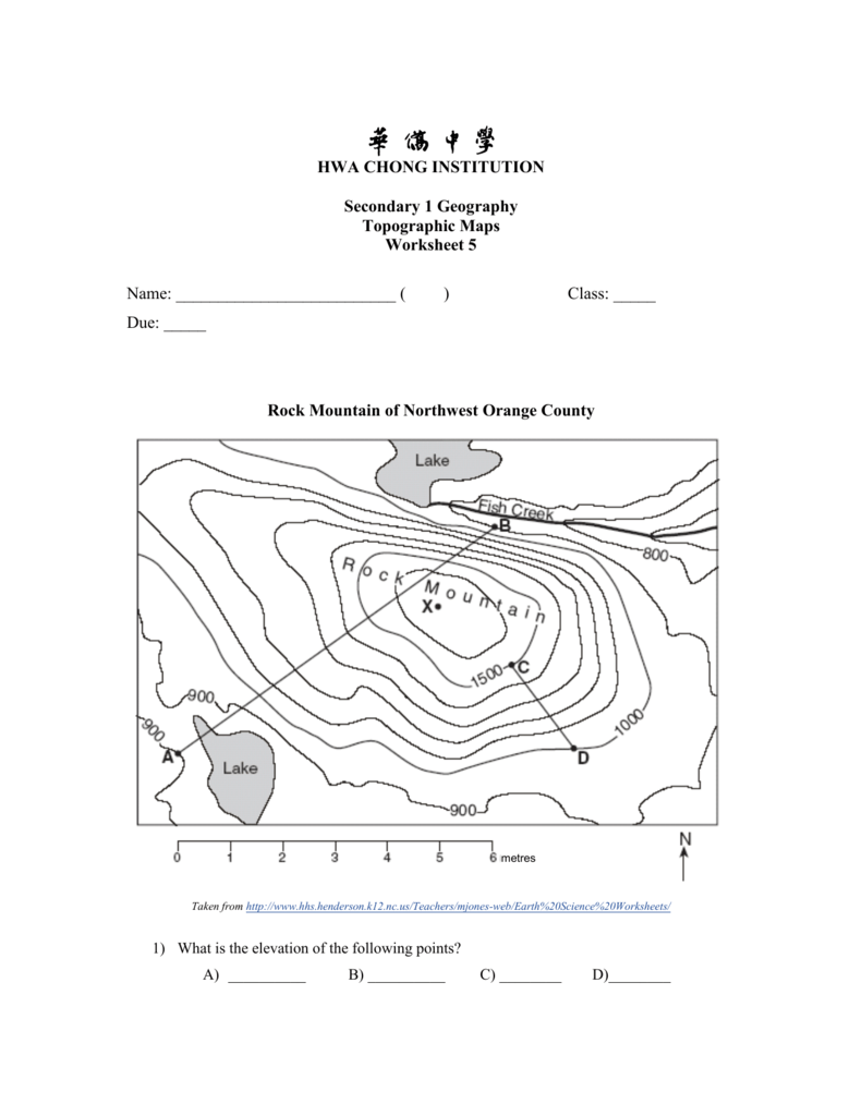 Topographic Map Worksheet 5