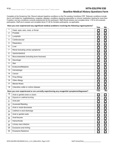 Baseline Medical History Questions Form