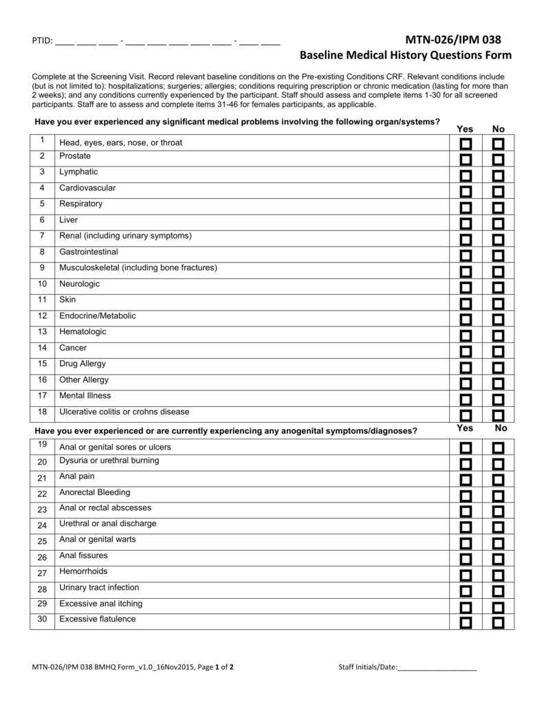 baseline-medical-history-questions-form