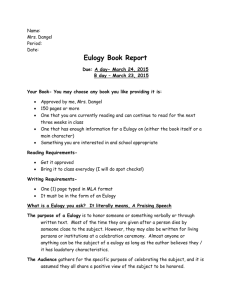 Eulogy Book Report - Davis School District