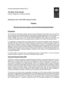 Yemen HDR 2013 Statistical Explanation