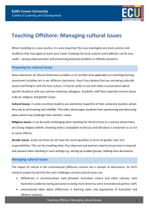 Teaching Offshore: Managing cultural issues