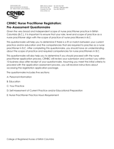 Pre-assessment Questionnaire - College of Registered Nurses of