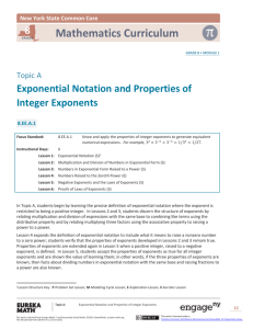 Exponential Notation and Properties of Integer