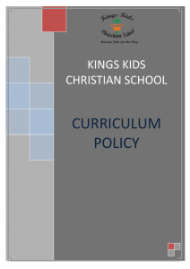 curriculum policy overview - Kings Kids Christian School