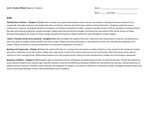 Unit Plan - Study of Matter Chapters 2-9