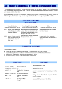 Unit 4.8 Advent To Christmas: A Time For Journeying In Hope