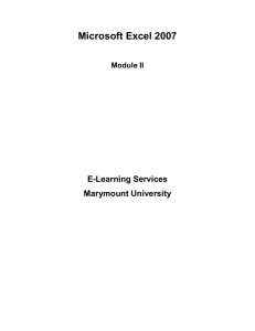 Microsoft Excel 2007 - Marymount University