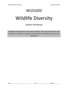 WLD1020 Wildlife Diversity Student Workbook WLD1020 Wildlife