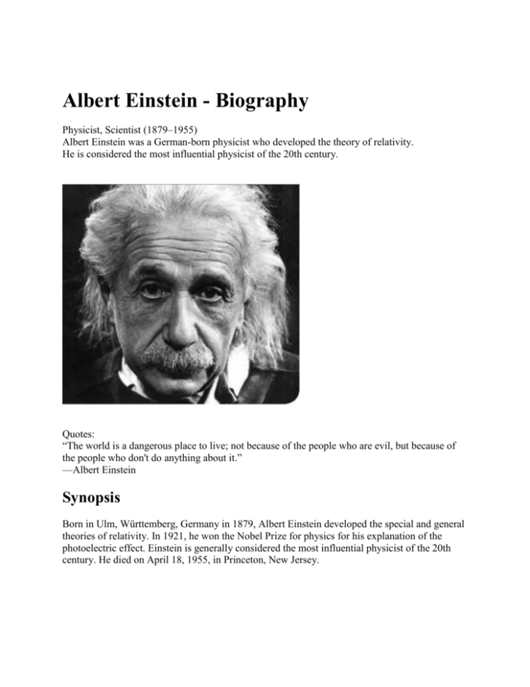 biography of albert einstein for class 9
