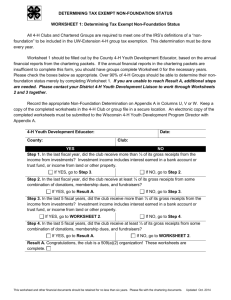 Determing Tax Exempt Non Foundation Status Worksheet 1 and