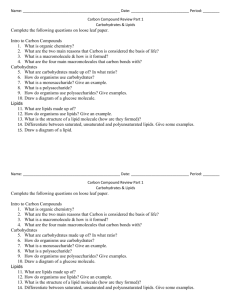 Name: Date: Period: ______ Carbon Compound Review Part 1