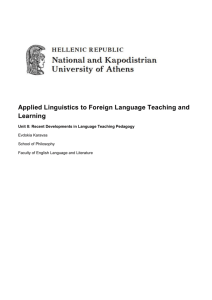 Recent Developments in Language Teaching Pedagogy