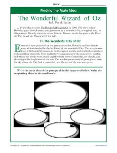 Main Idea Worksheets | The Wonderful Wizard of Oz