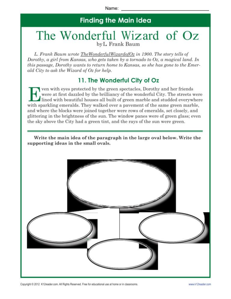 main-idea-worksheets-the-wonderful-wizard-of-oz