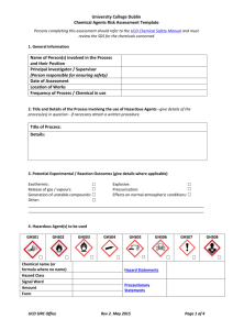 University College Dublin Chemical Agents Risk Assessment