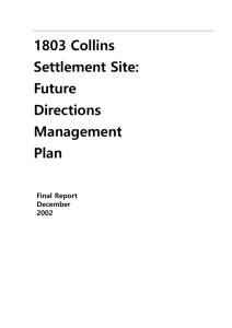 1803 Collins Settlement Site: Future Directions Management Plan