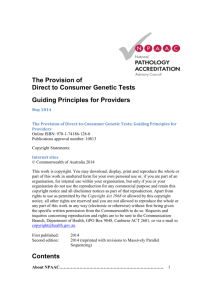 The Provision of Direct to Consumer Genetic Tests, Guiding