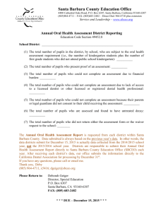 Annual Oral Health Assessment District Reporting form