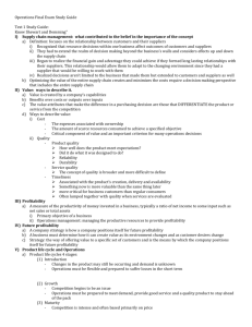 Operations Final Exam Study Guide Test 1 Study Guide: Know