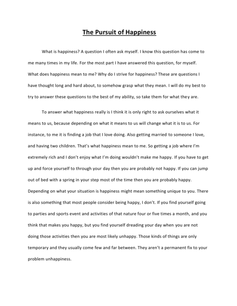 the pursuit of happiness short summary essay