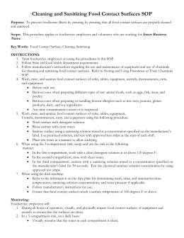 Sanitation standard operating procedures fdating Sanitation standard operating procedures fdating