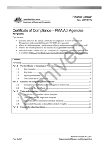 Certificate of Compliance – FMA Act Agencies